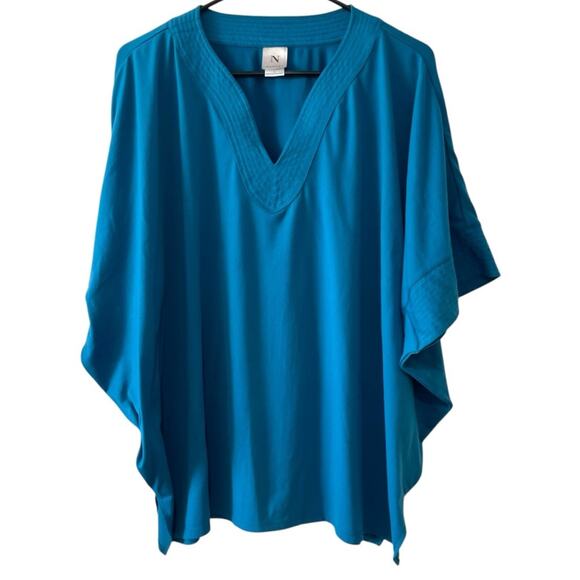 Natori Batwing Oversized Poncho Top | Teal | Large - Picture 1 of 7